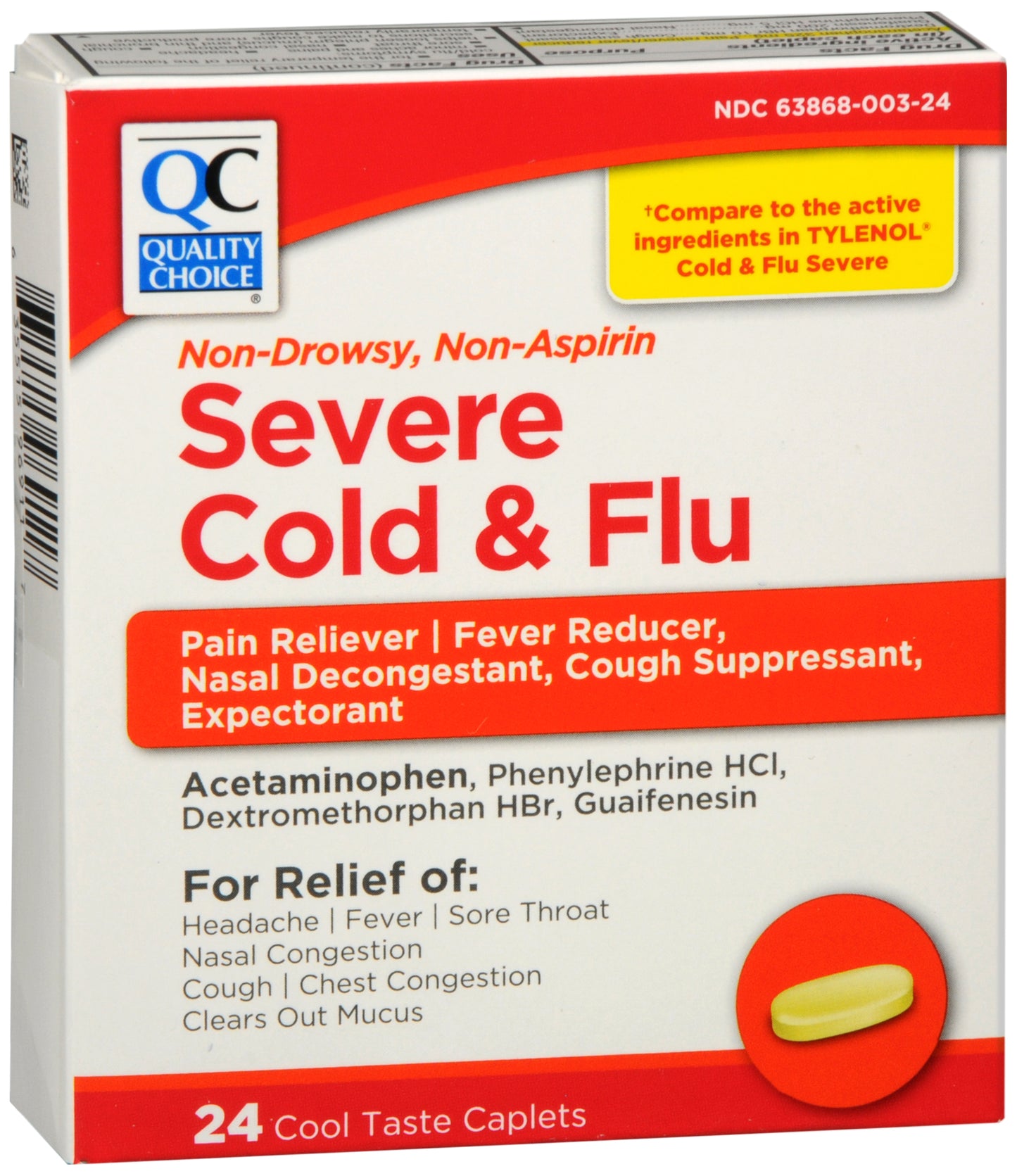 QC SEVERE COLD & FLU CAP 24