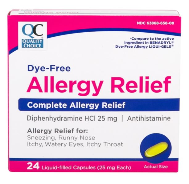 QC DIPHENHYDRAMINE SOFTGEL 25 MG DYE FREE 24