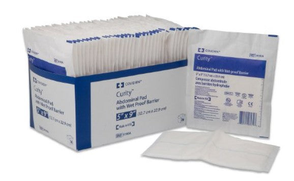 CURITY ABDOMINAL PAD W/PROOF ST 7.5X8" (18)