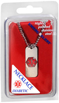 ID NECKLACE DIABETIC STEEL CLAMSHELL