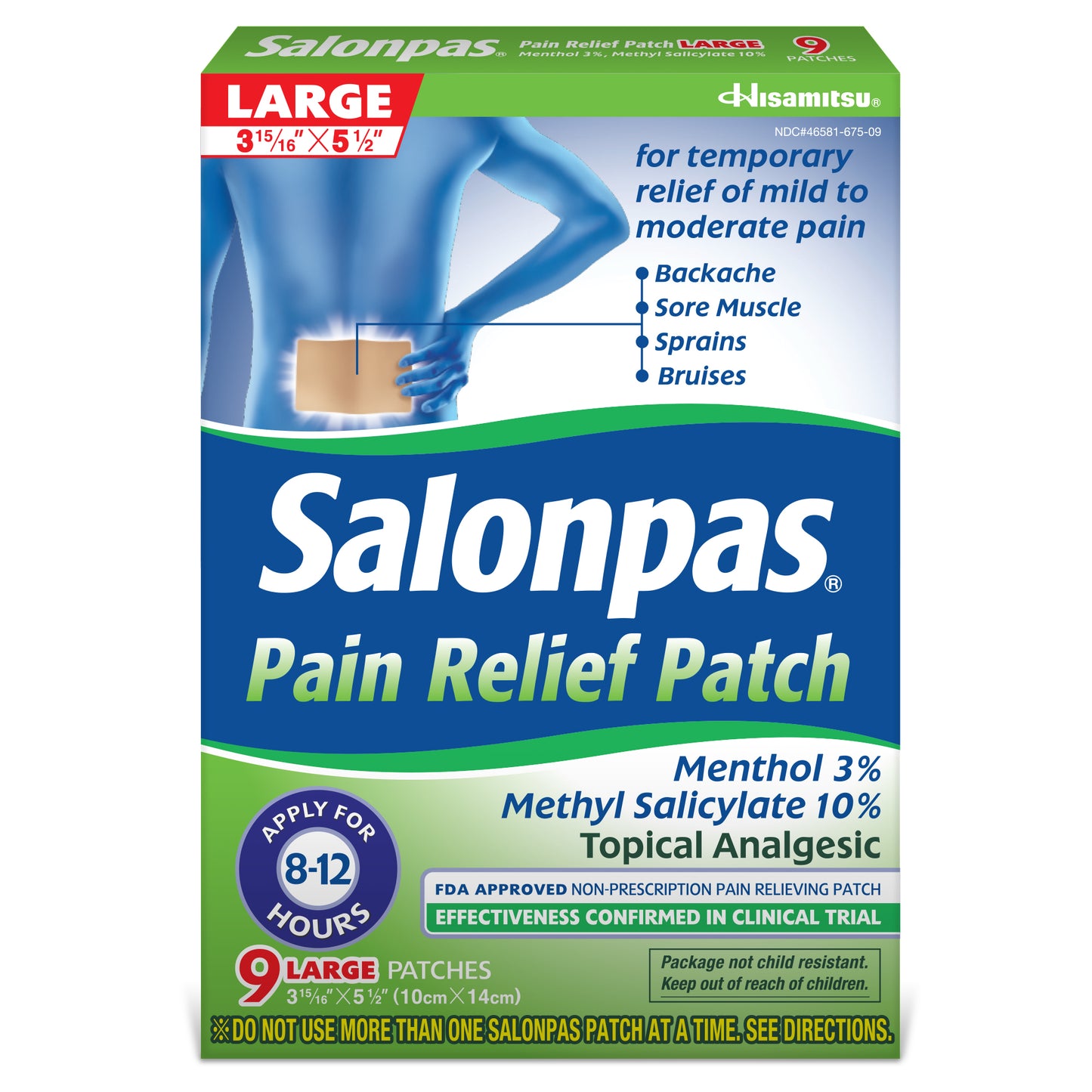 SALONPAS PAIN RELIEVING PATCH LARGE 9