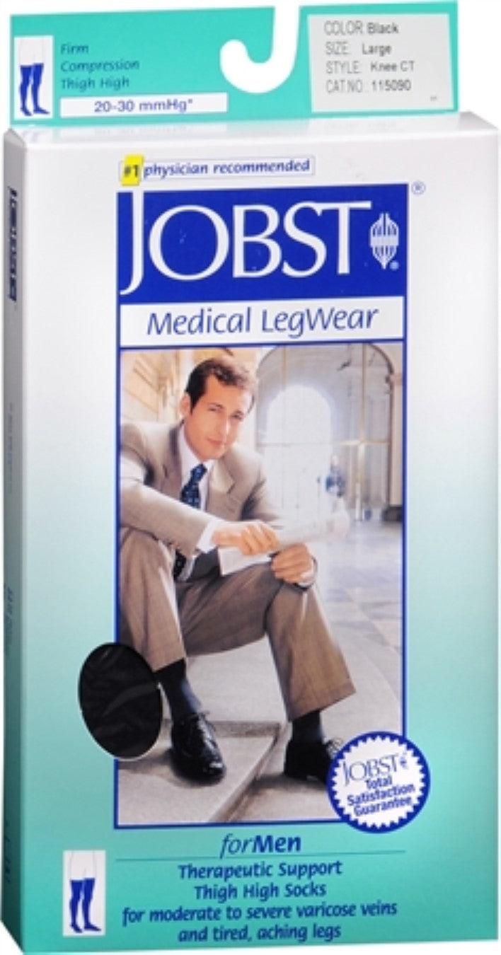 KNEE HIGH 20-30 JOBST MEN CT BLACK LG