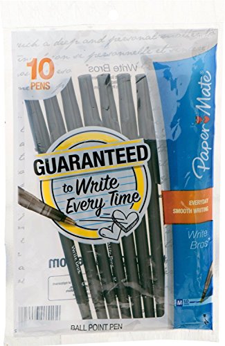 PAPERMATE WRITEBROS STICK PEN BLACK MED 10