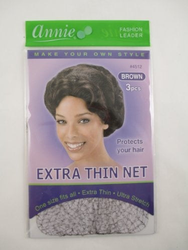 ANNIE EXTRA THIN HAIR NET BROWN PK/3