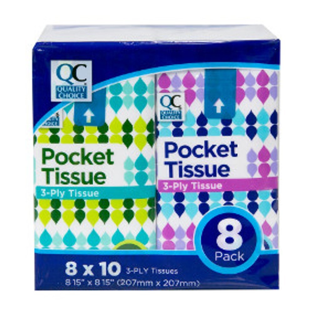 QC POCKET PACK FACIAL TISSUE 8 PK