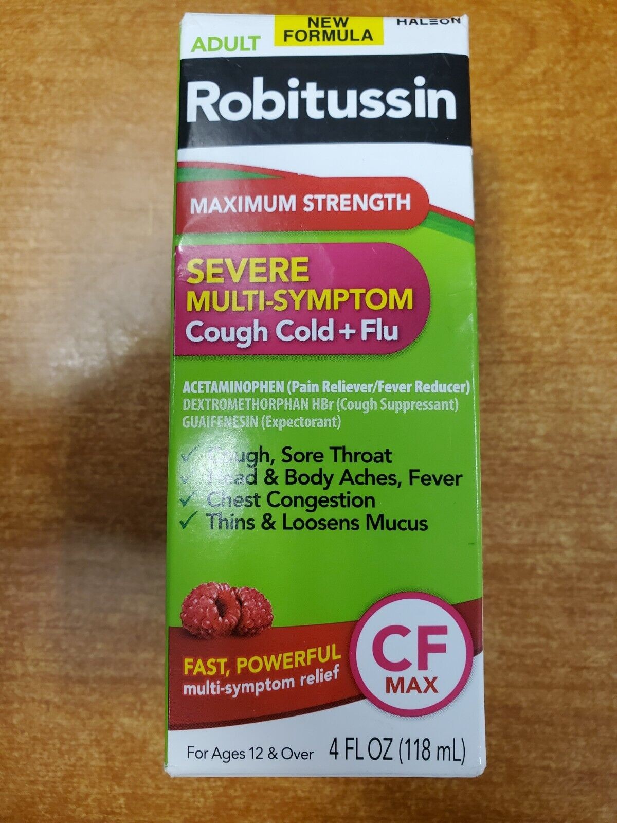 ROBITUSSIN SEVERE CGH COLD & FLU CF 4 OZ RASP