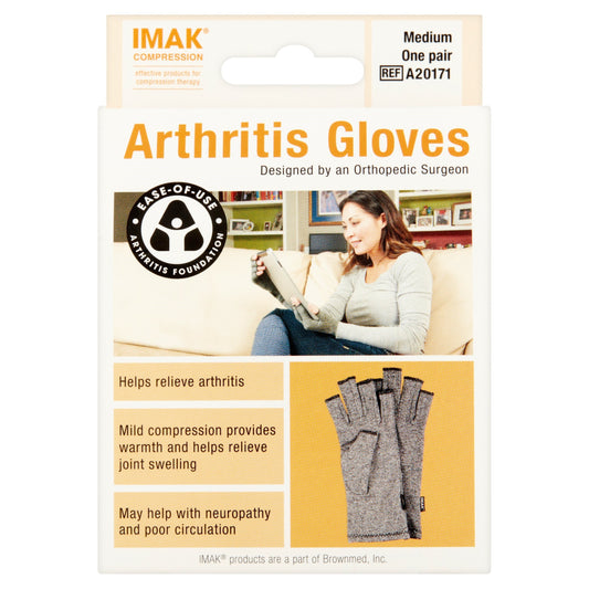 GLOVE ARTHRITIS OPEN FINGER FULL GRAY MD PR
