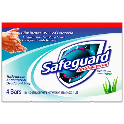 SAFEGUARD SOAP BATH WHITE W/ALOE 4 OZ 4PK