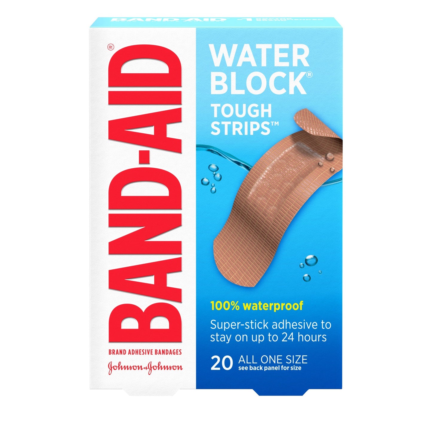 BAND AID TOUGH STRIP WATERPROOF 1 SIZE 20