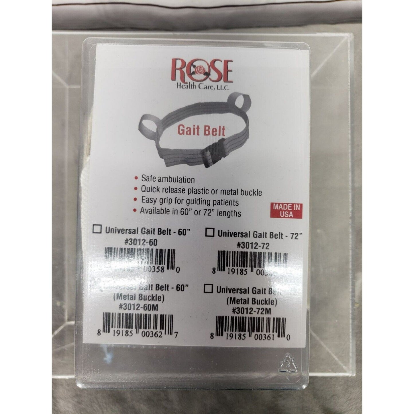 GAIT BELT W/BUCKLE & STRAPS 60"