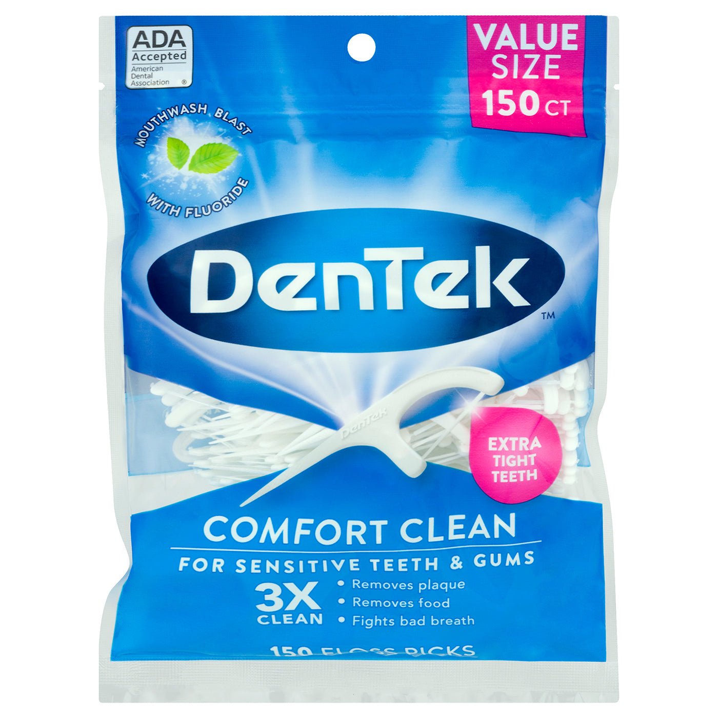 DENTEK COMFORT CLEAN FLOSS PICK MINT 150