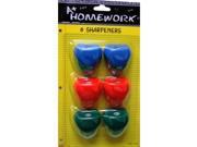 PENCIL SHARPENER HEART SHAPE 6 PK