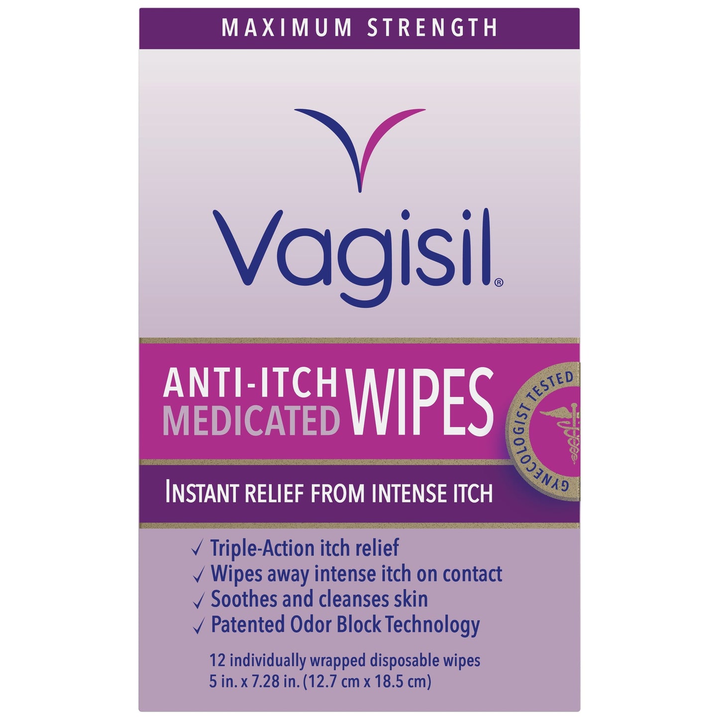 VAGISIL MAX STR ANTI ITCH MEDICATED WIPE 12