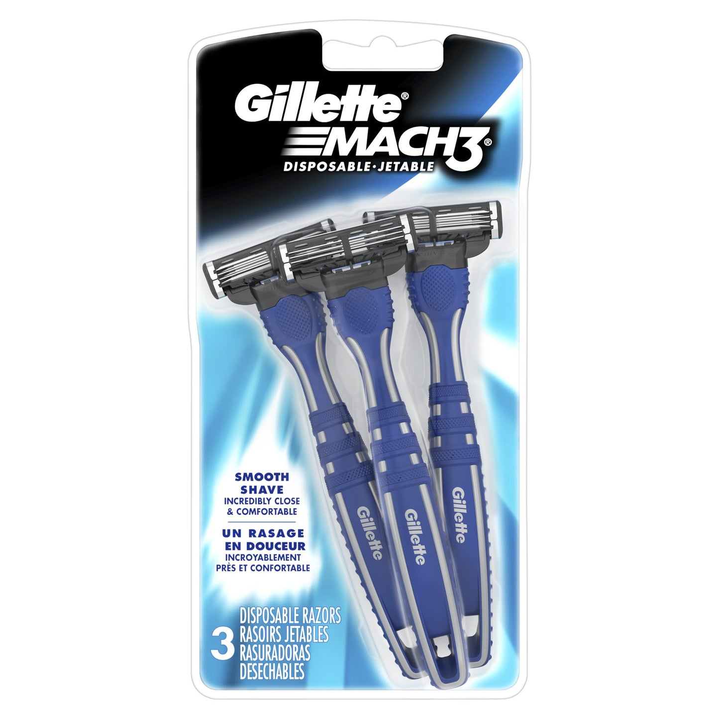 MACH 3 DISPOSABLE RAZOR SMOOTH SHAVE 3 PK