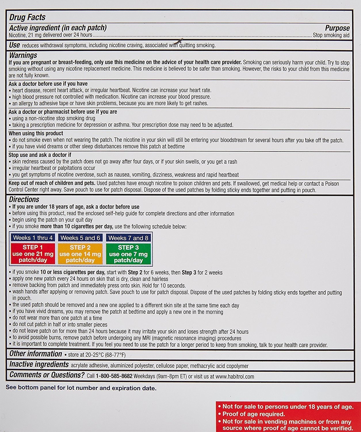 NICOTINE TRANS PATCH(HABITROL)STEP 1 21 MG 7
