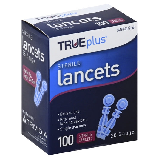 TRUE PLUS LANCET TRI-BEVEL TIP 28G 100