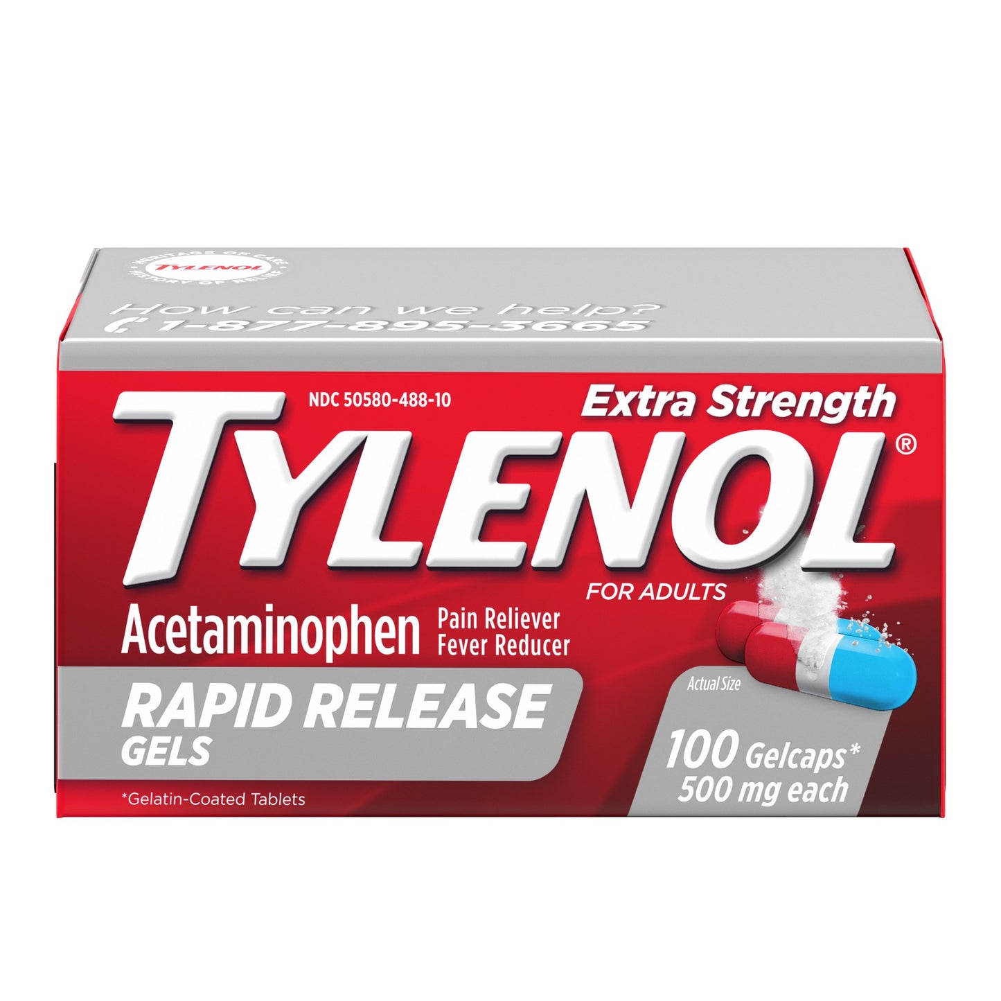 TYLENOL EX/STR RAPID RELEASE GELCAPS 100