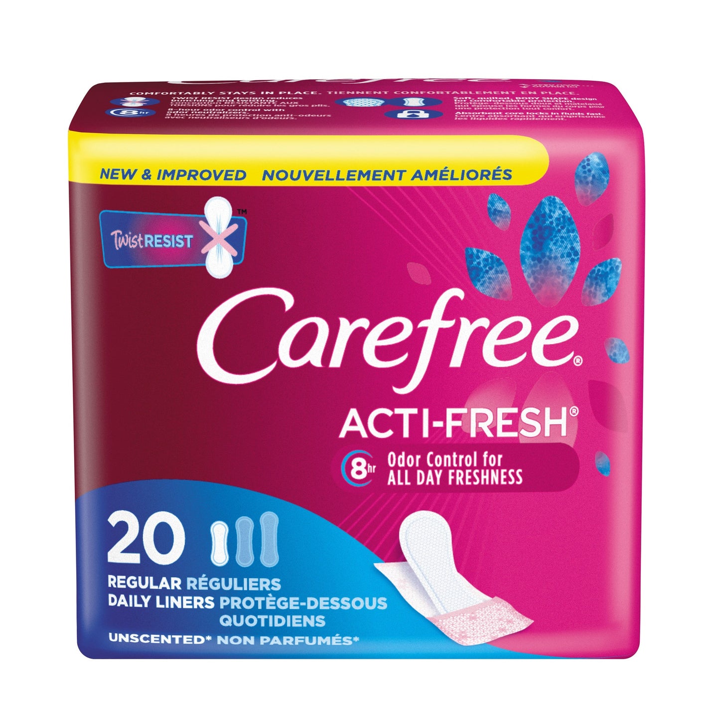 CAREFREE ACTI-FRESH UNSCENTED REGULAR 20