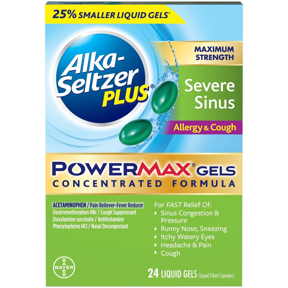 ALKA SELTZER + P/MAX GEL SINUS ALLERGY CGH 24