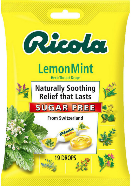 RICOLA COUGH DROP LEMON MINT SUGAR FREE 19
