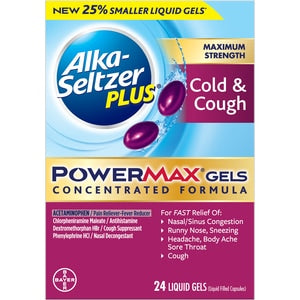 ALKA SELTZER + POWERMAX GEL COLD/COUGH 24