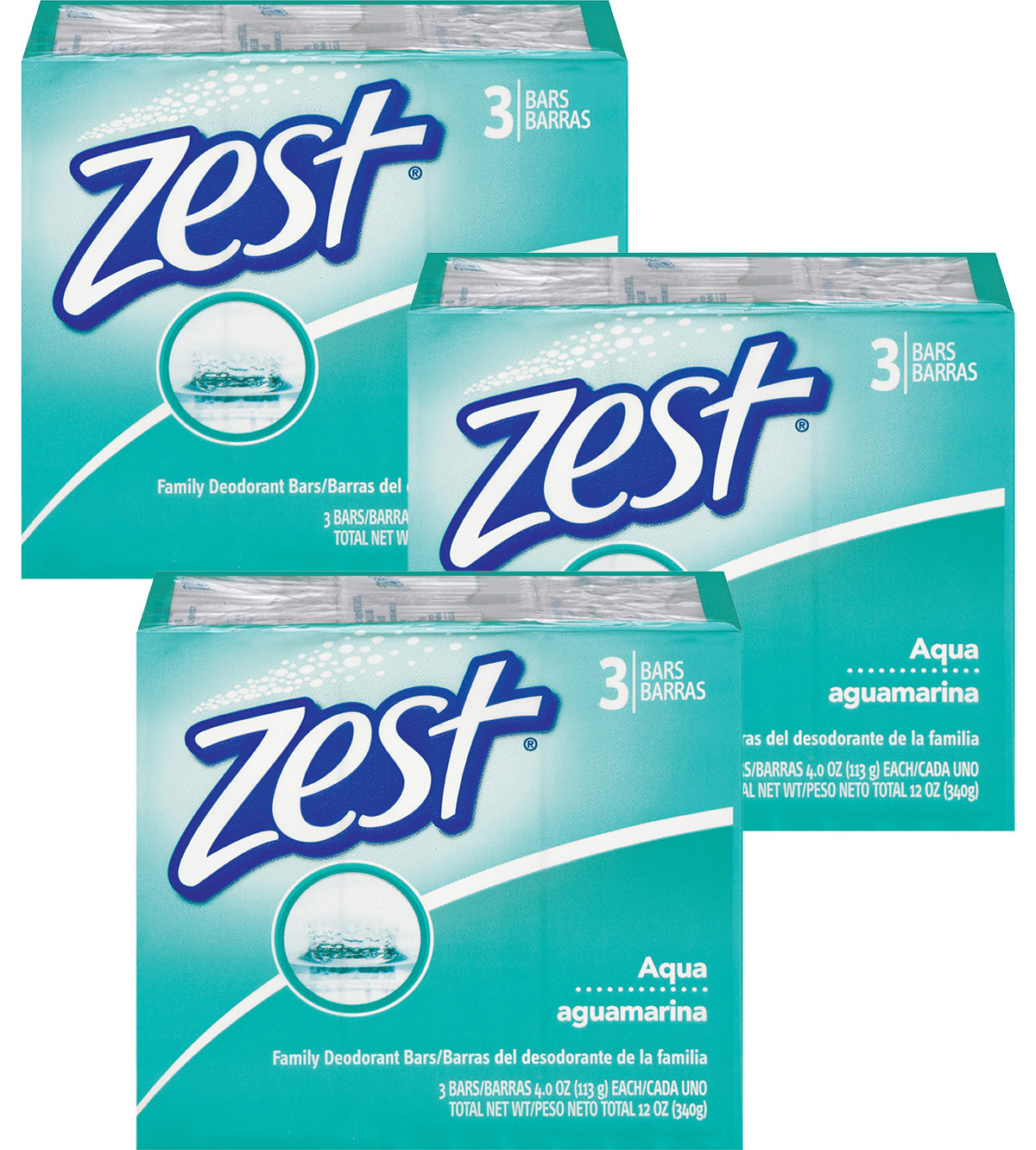 ZEST SOAP BAR AQUA 3 PK 4 OZ