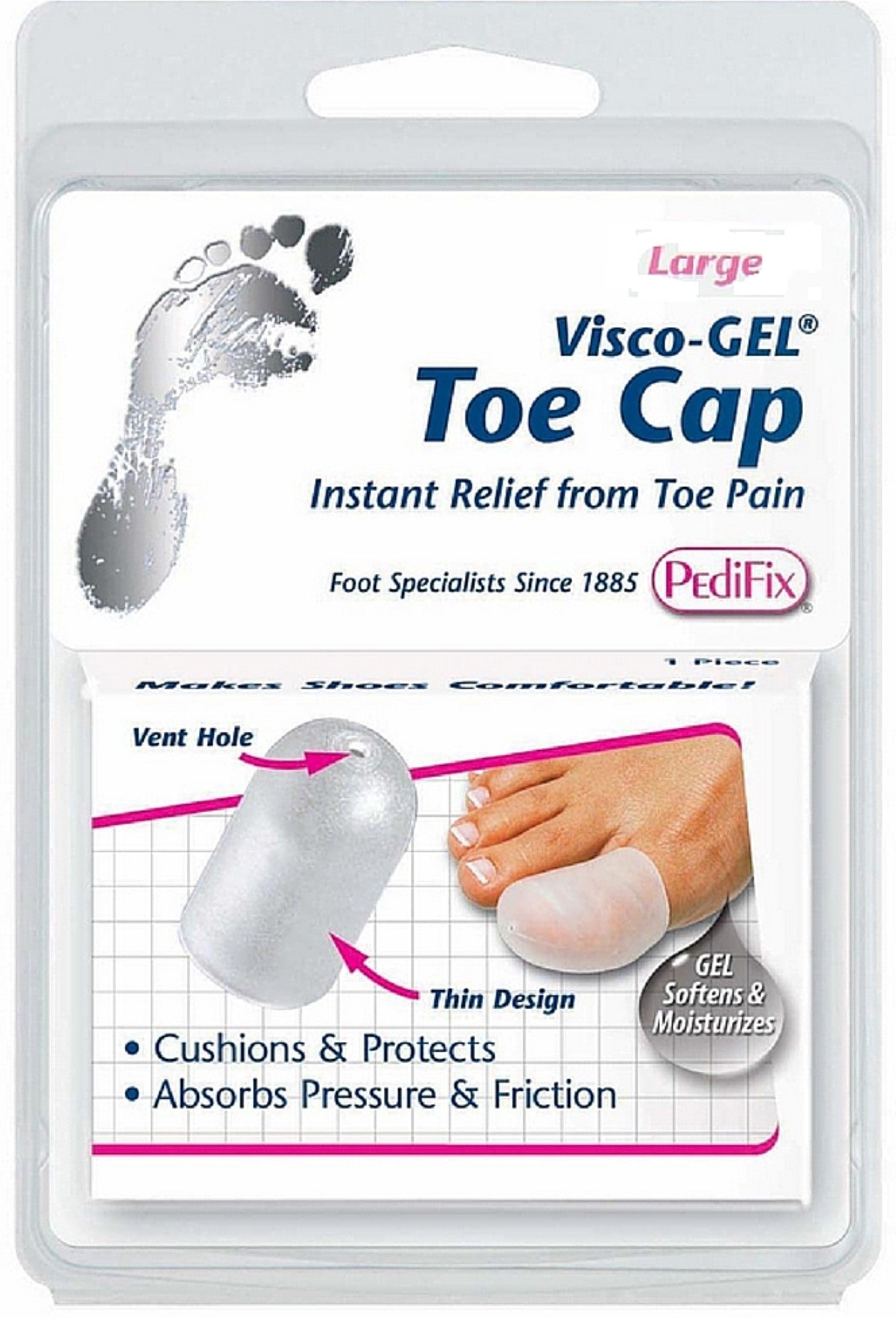 TOE CAP VISCO GEL LARGE PK/1