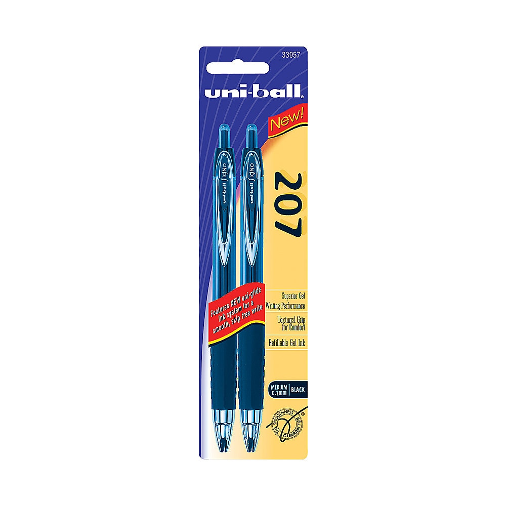 UNIBALL GEL PEN 207 BLACK 2 CT