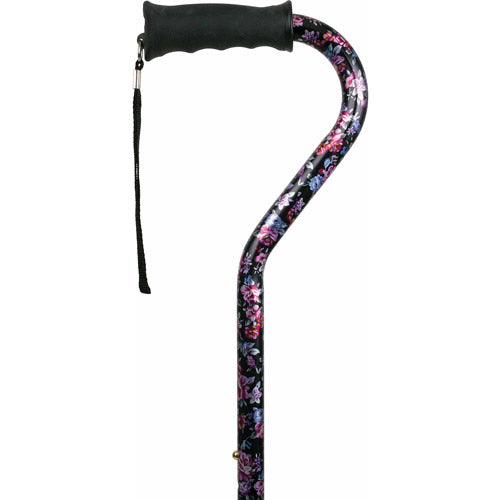 CANE ALUM ERGO OFFSET BLACK FLORAL
