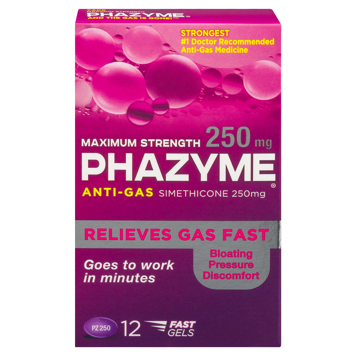 PHAZYME MAX SOFTGEL 250 MG 12