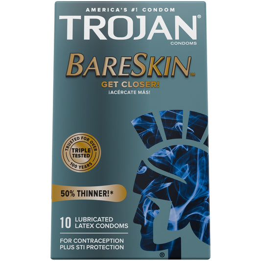 TROJAN SENSITIVITY BARE SKIN LUBRICATED 10
