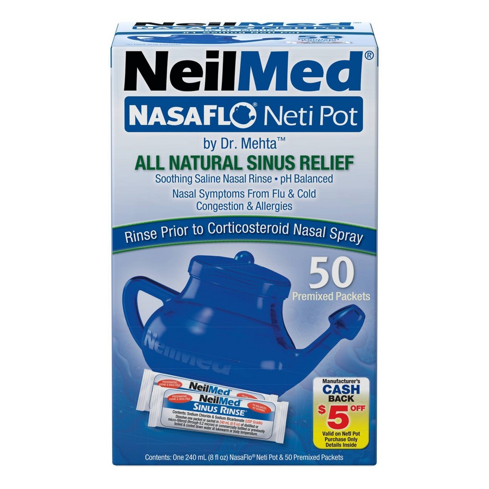 NASAFLO NETI POT W/50 SINUS RINSE PKS