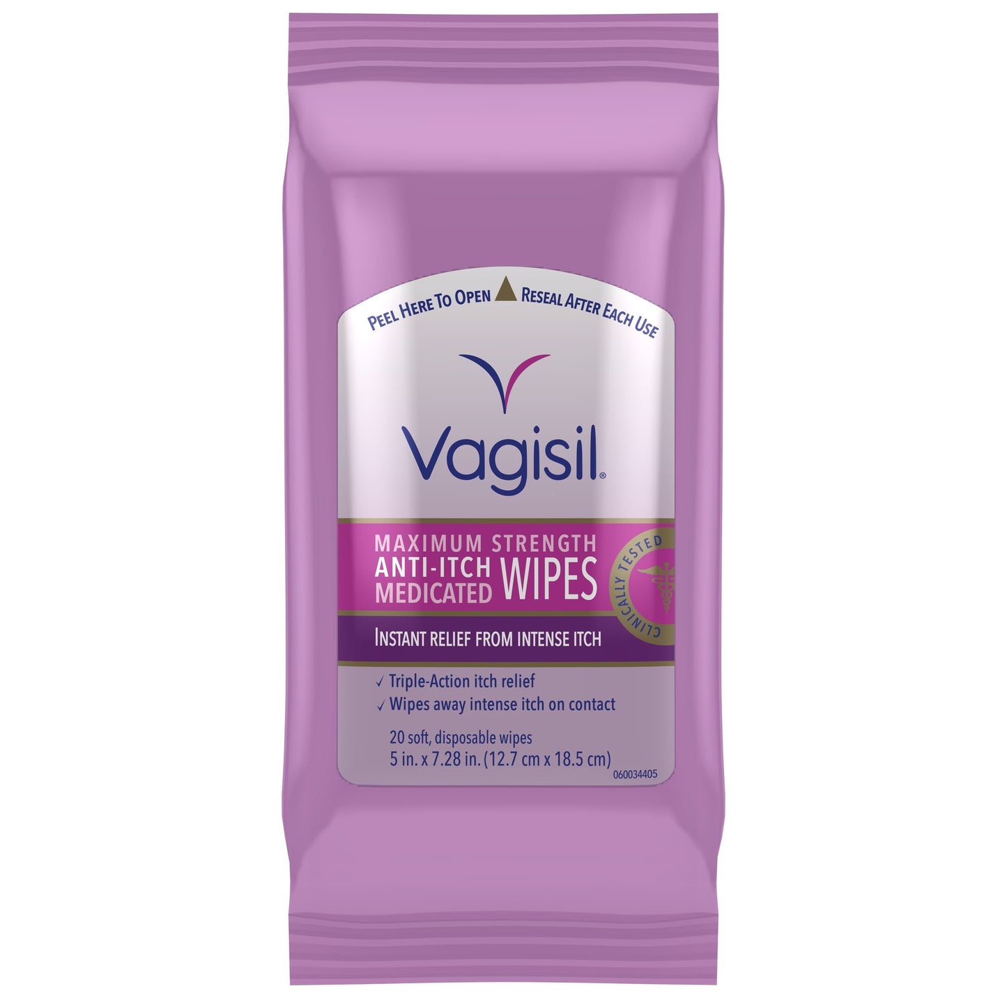 VAGISIL MAX STR ANTI ITCH MEDICATED WIPE 20
