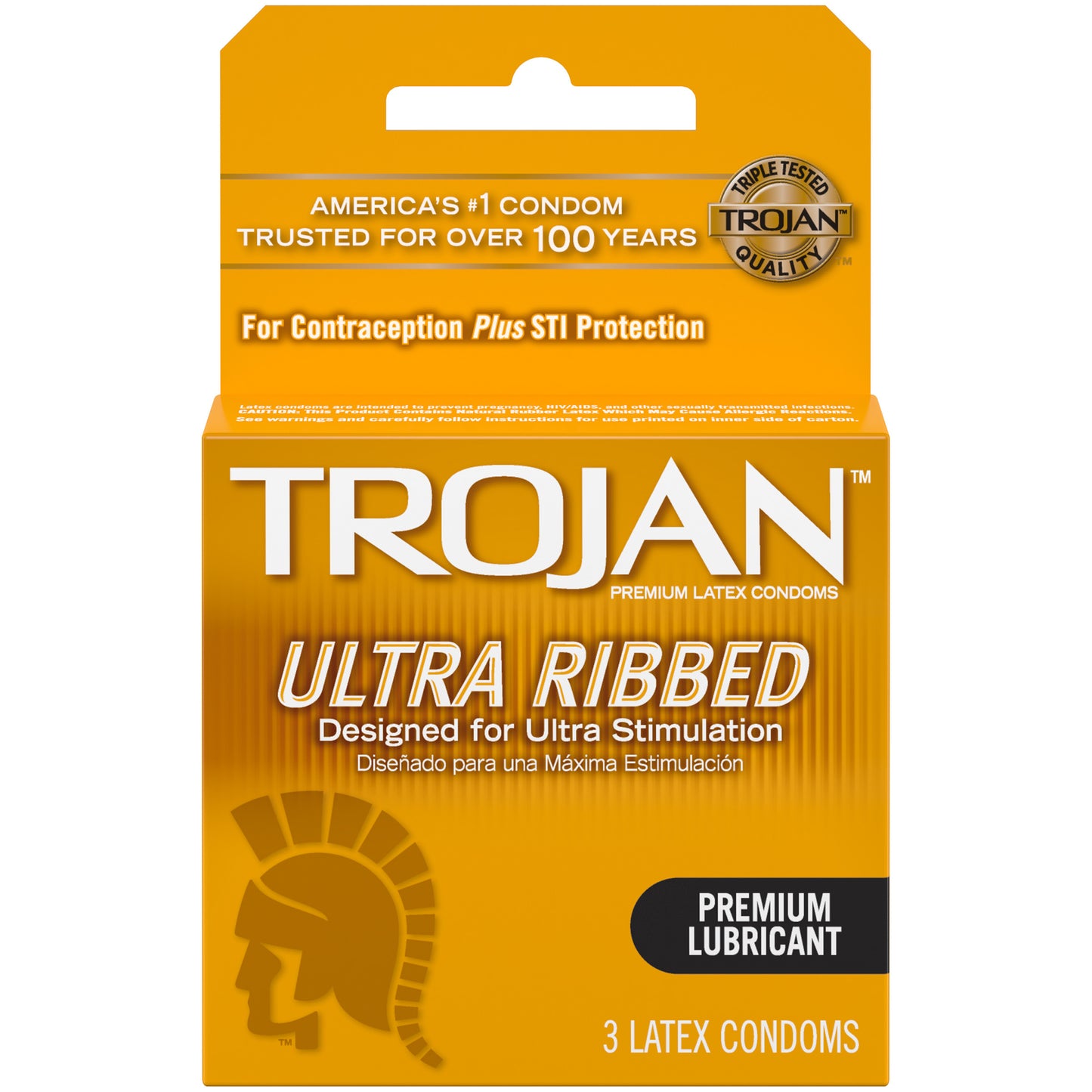 TROJAN RIBBED FOIL LUBRICATED 3