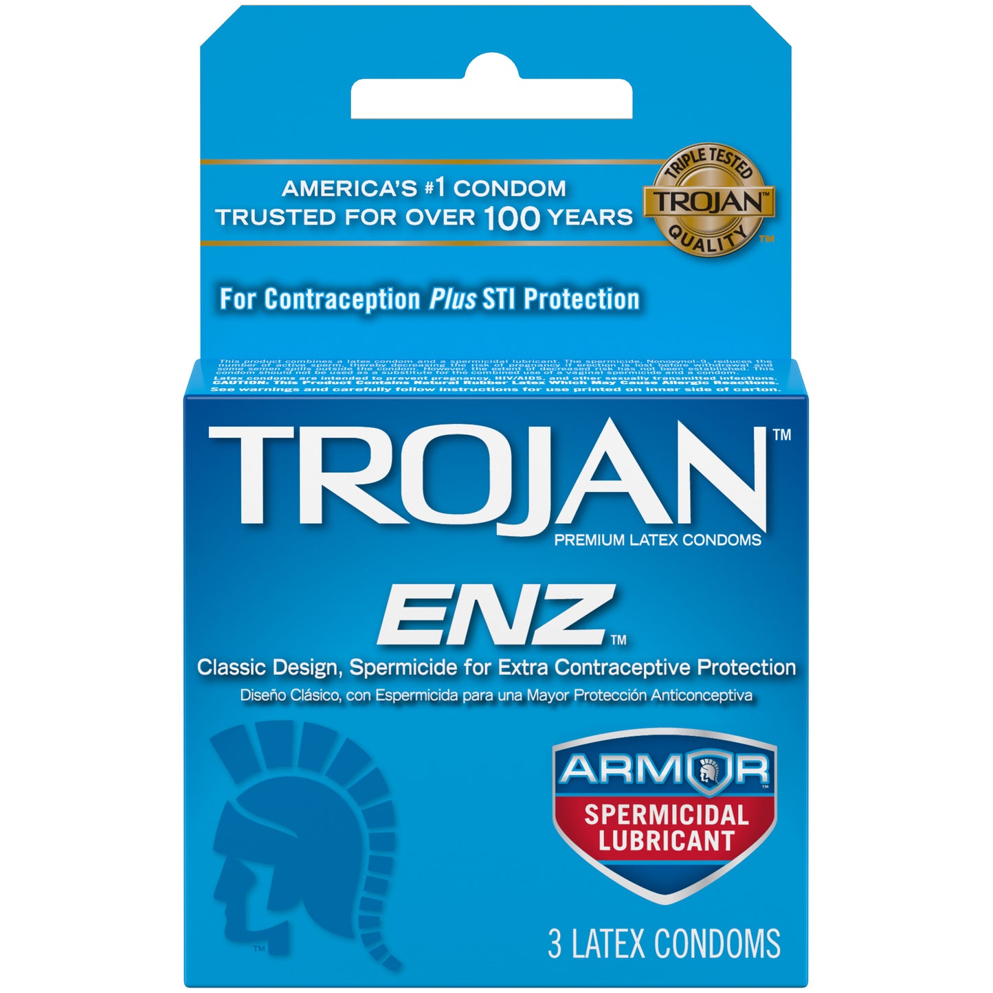 TROJAN ENZ SPERMICIDALLY LUBRICATED 3