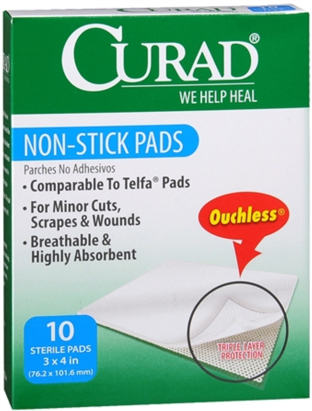 CURAD TELFA PAD NONSTICK ST 3 X 4" (10)