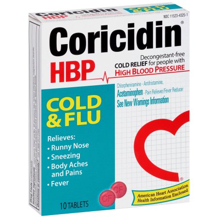 CORICIDIN HBP COLD & FLU TAB 10