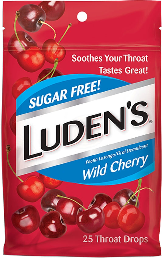 LUDENS COUGH DROP WILD CHERRY SF BAG 25