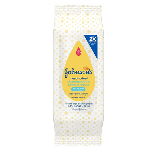 J&J CLEANSING CLOTHS HEAD TO TOE 15