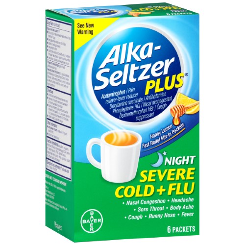 ALKA SELTZER + SEV COLD/FLU NITE POWDER 6