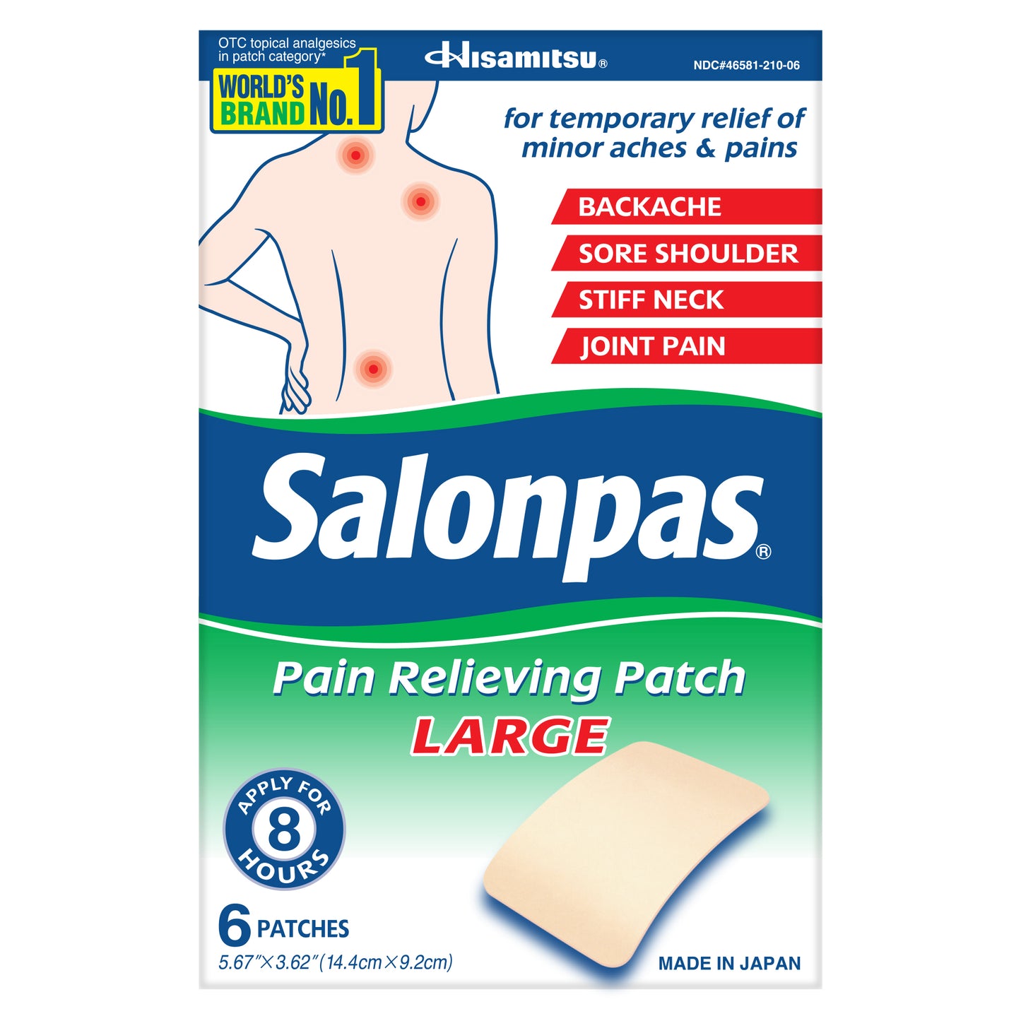 SALONPAS PAIN RELIEVING PATCH LARGE 6