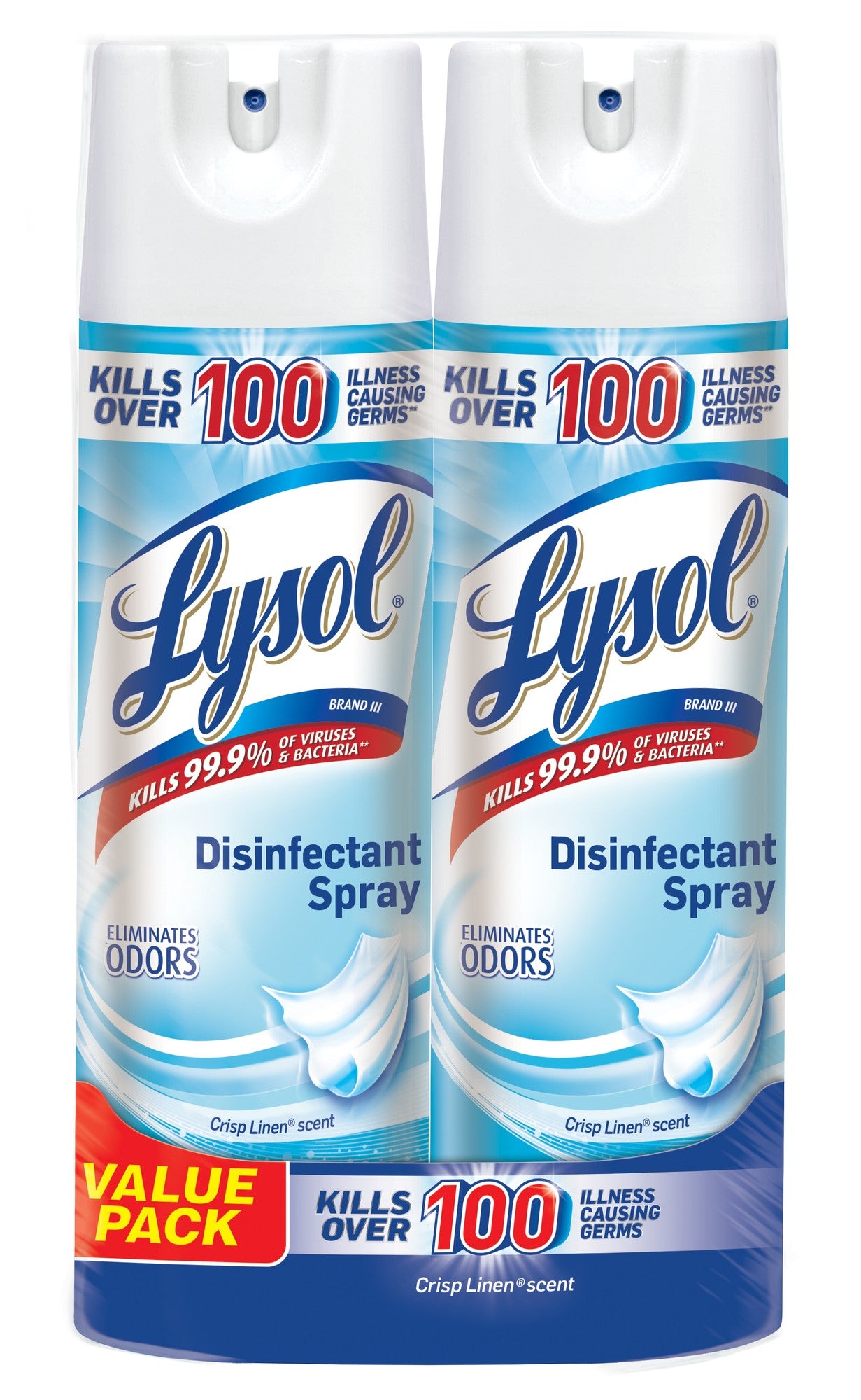 LYSOL DISINFECTANT SPR C/LINEN BAND PK 2X19OZ