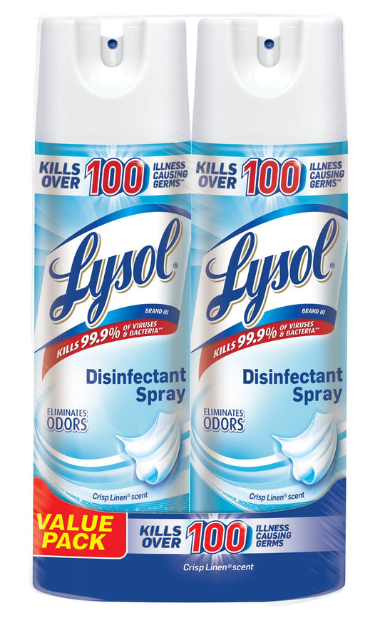 LYSOL DISINFECTANT SPR C/LINEN BAND PK 2X19OZ