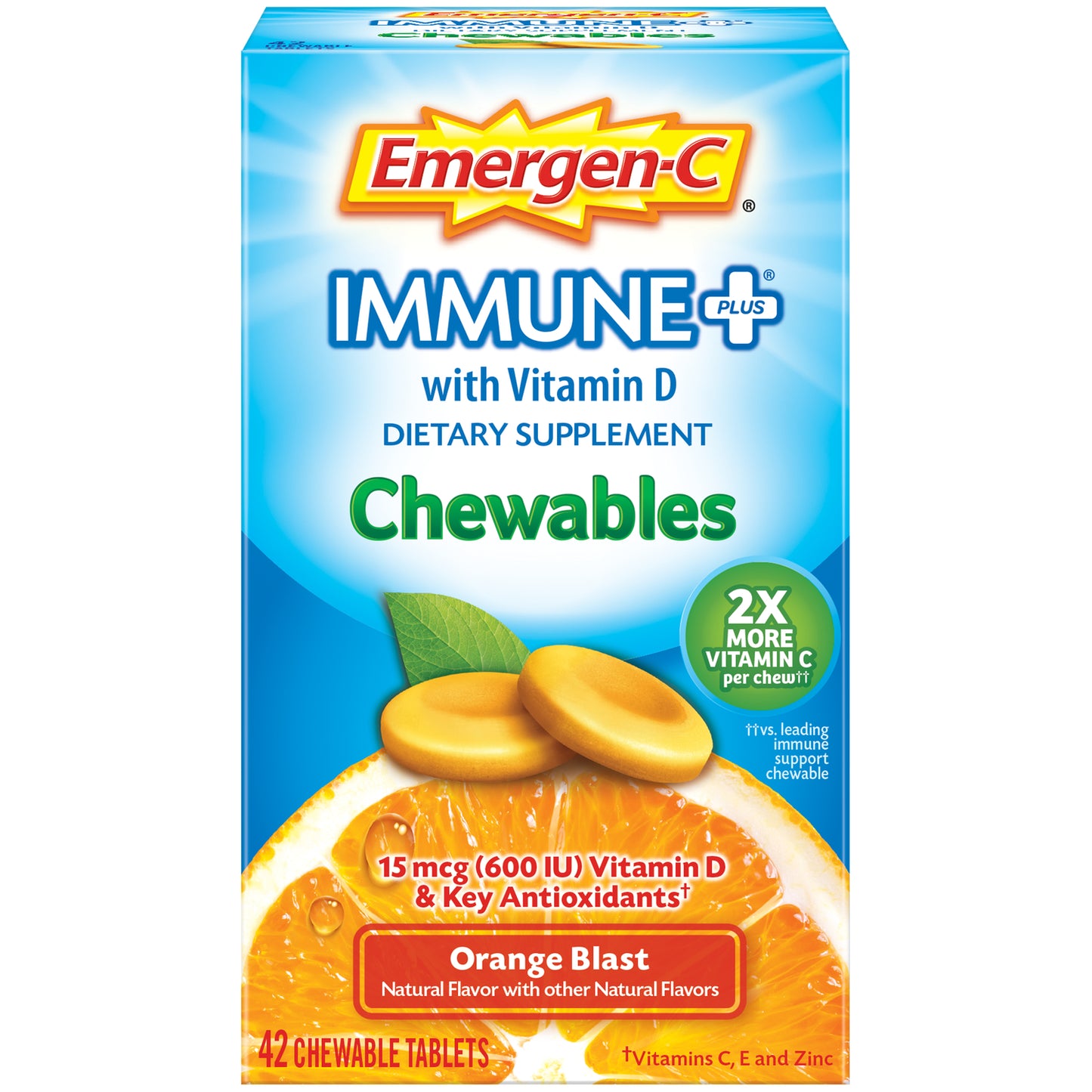 EMERGEN-C IMMUNE+ CHEWABLES ORANGE 42