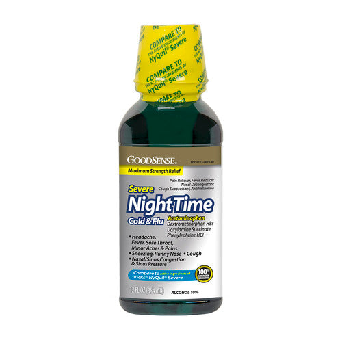 GS NIGHTTIME SEVERE COLD & FLU MAX STR 12 OZ