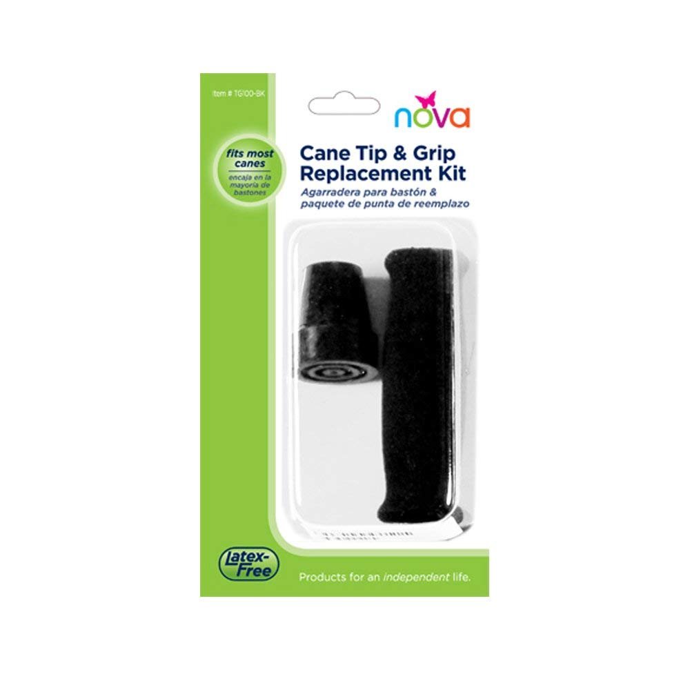 CANE TIP & GRIP REPLACEMENT KIT BLACK