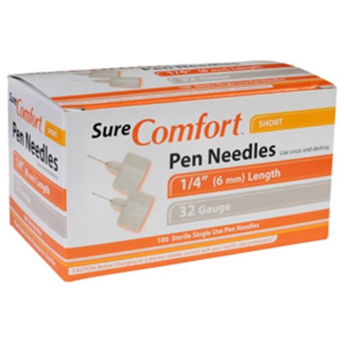 SURE COMFORT PEN NEEDLE 32G X 1/4" 6MM BX/100