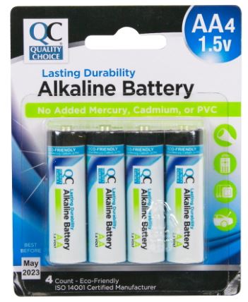 QC ALKALINE AA BATTERY 4PK