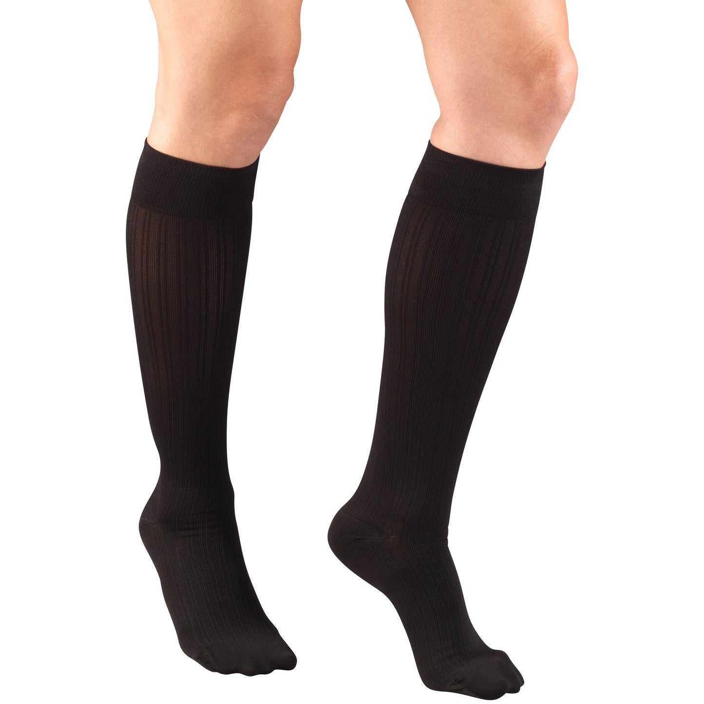 KNEE HIGH 15-20 TRUFORM LADIES RIB BLK LG