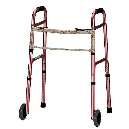 WALKER WHEELED 5" FIXED DUAL PINK